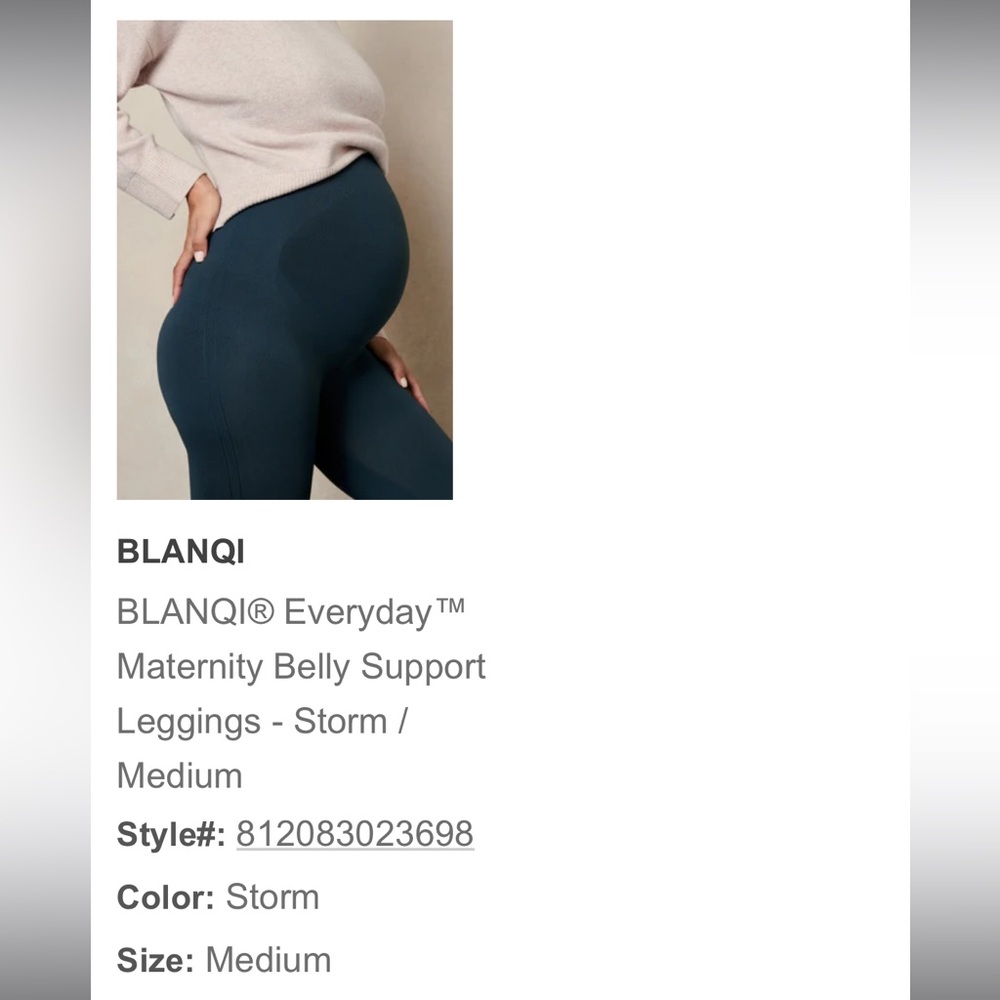 BLANQI® Everyday™ Maternity Belly Support Leggings - Storm / Medium